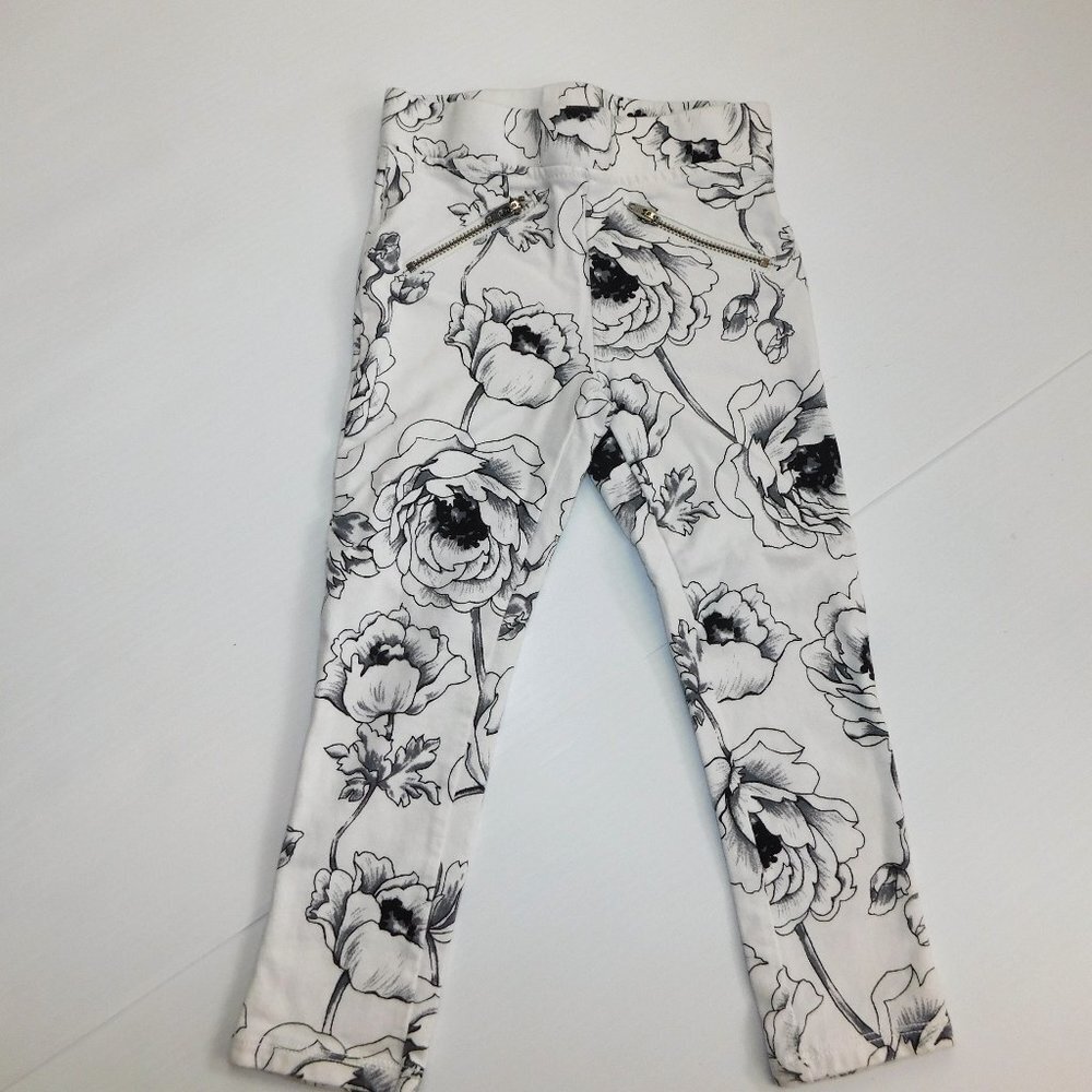 The Children's Place White Black Peony Floral Jegging Toddler Girl 3T